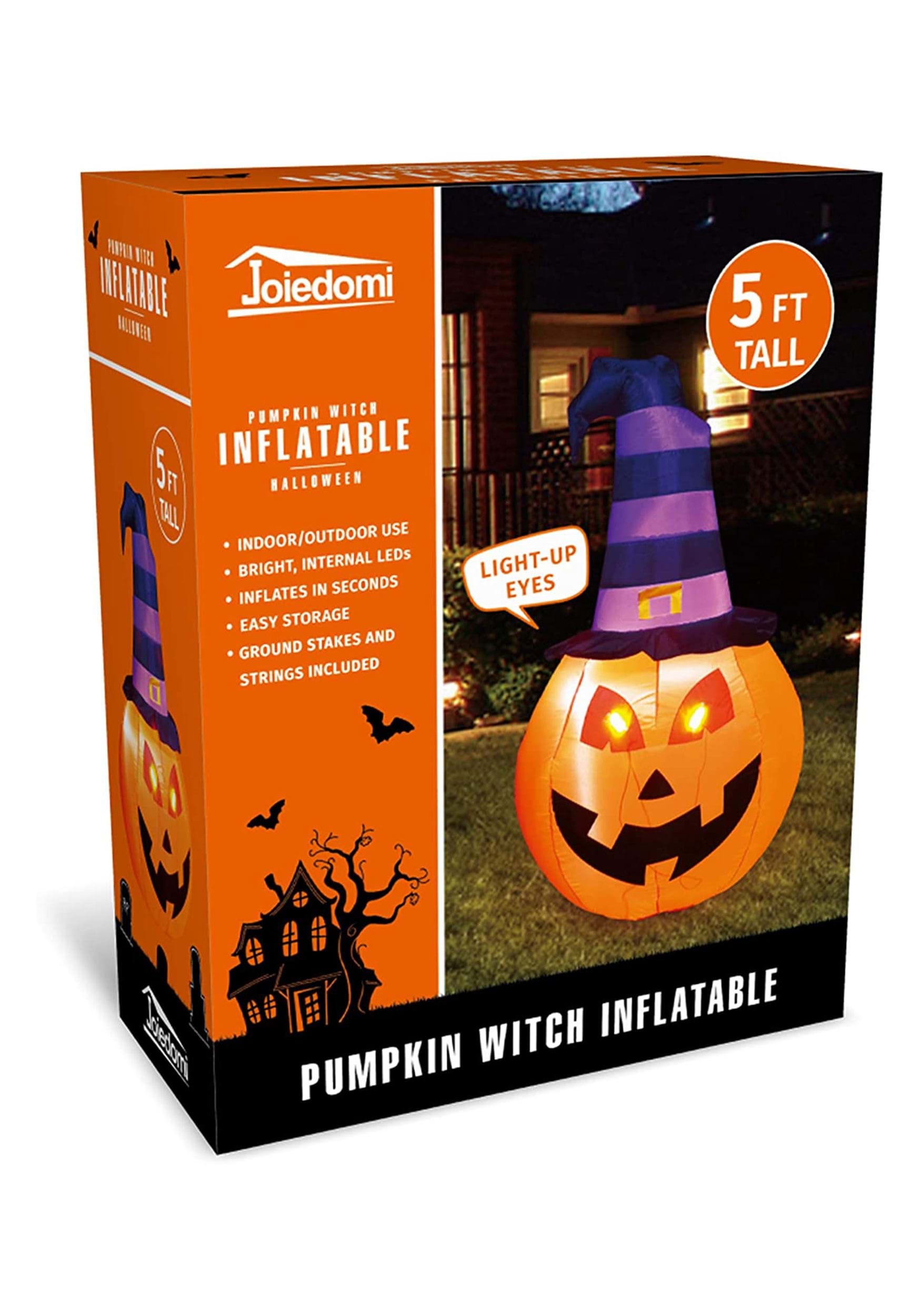 5 Foot Inflatable Pumpkin Witch Decoration | Halloween Decor