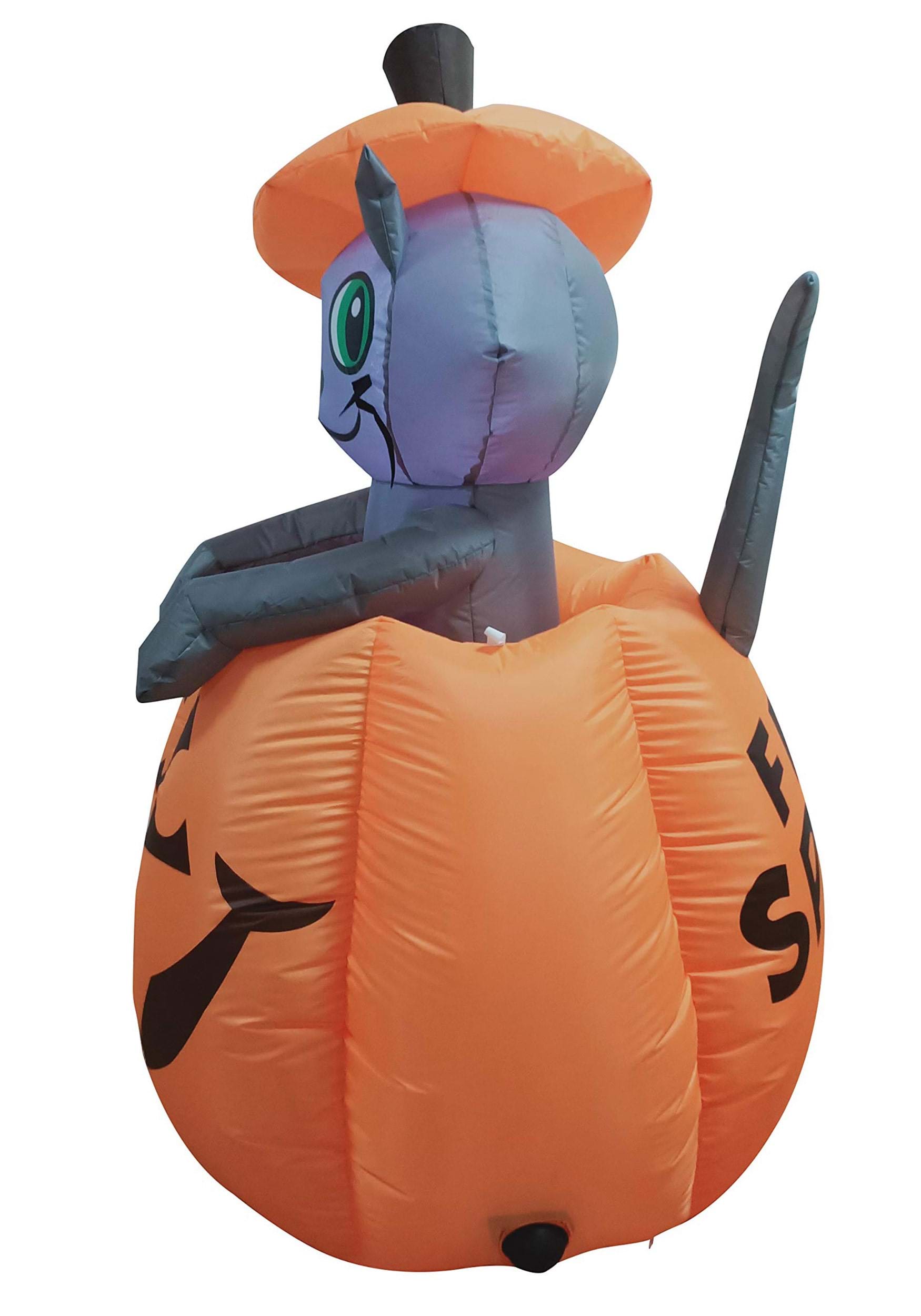 Animated Inflatable 5FT Cat In Pumpkin Decoration