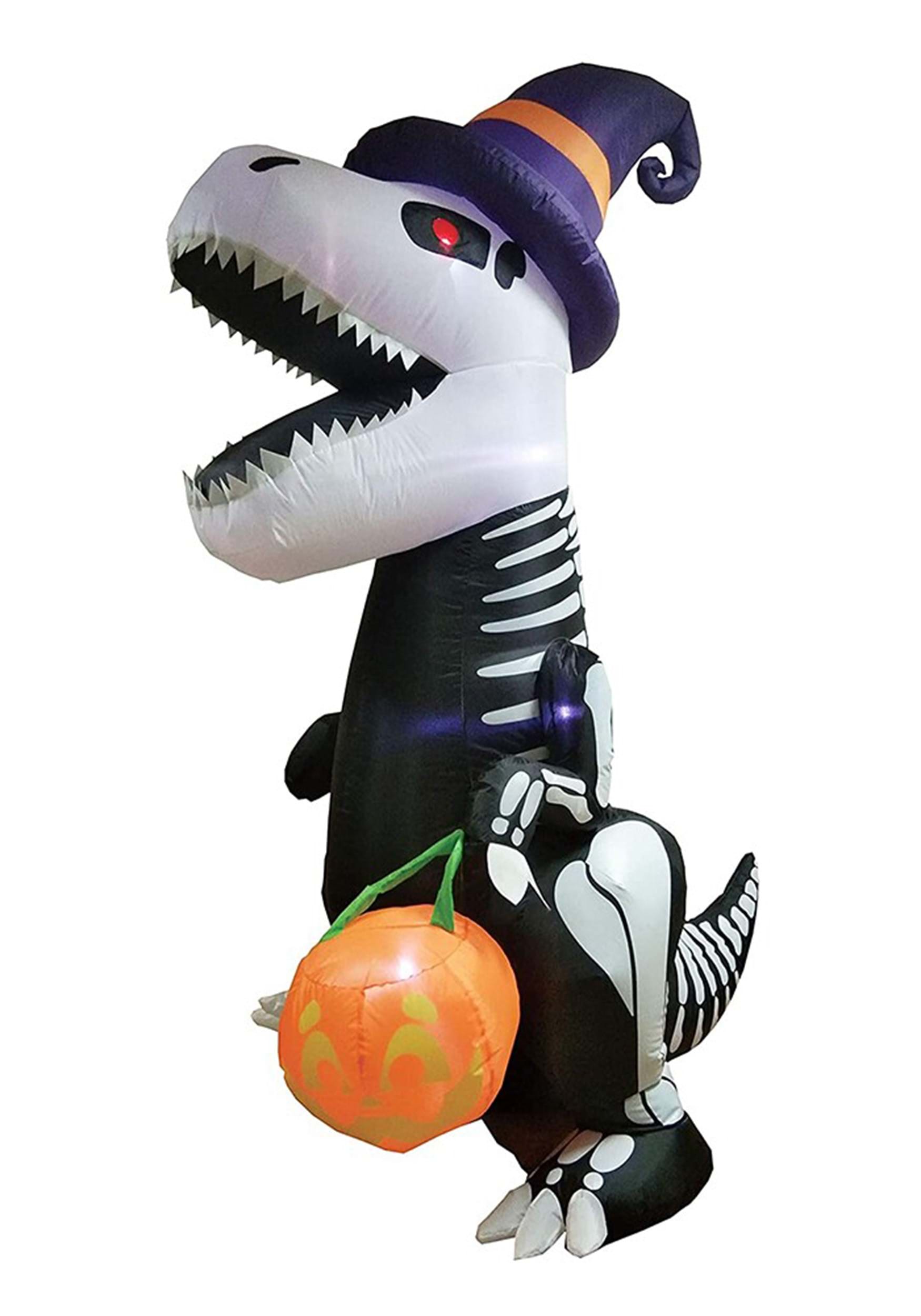 Inflatable 8 Ft Skeleton T-Rex Halloween Decoration