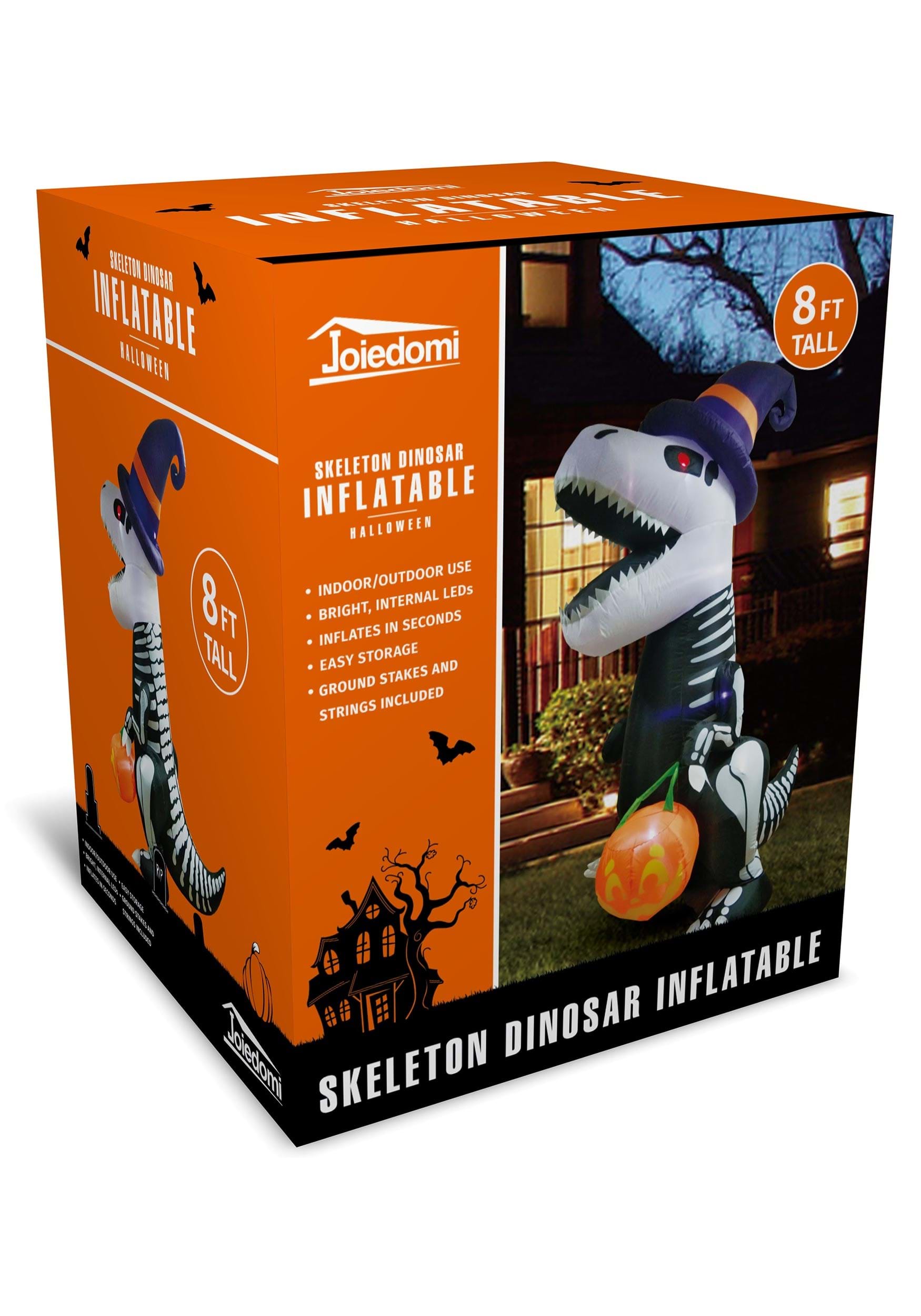 Inflatable 8 Ft Skeleton T-Rex Halloween Decoration