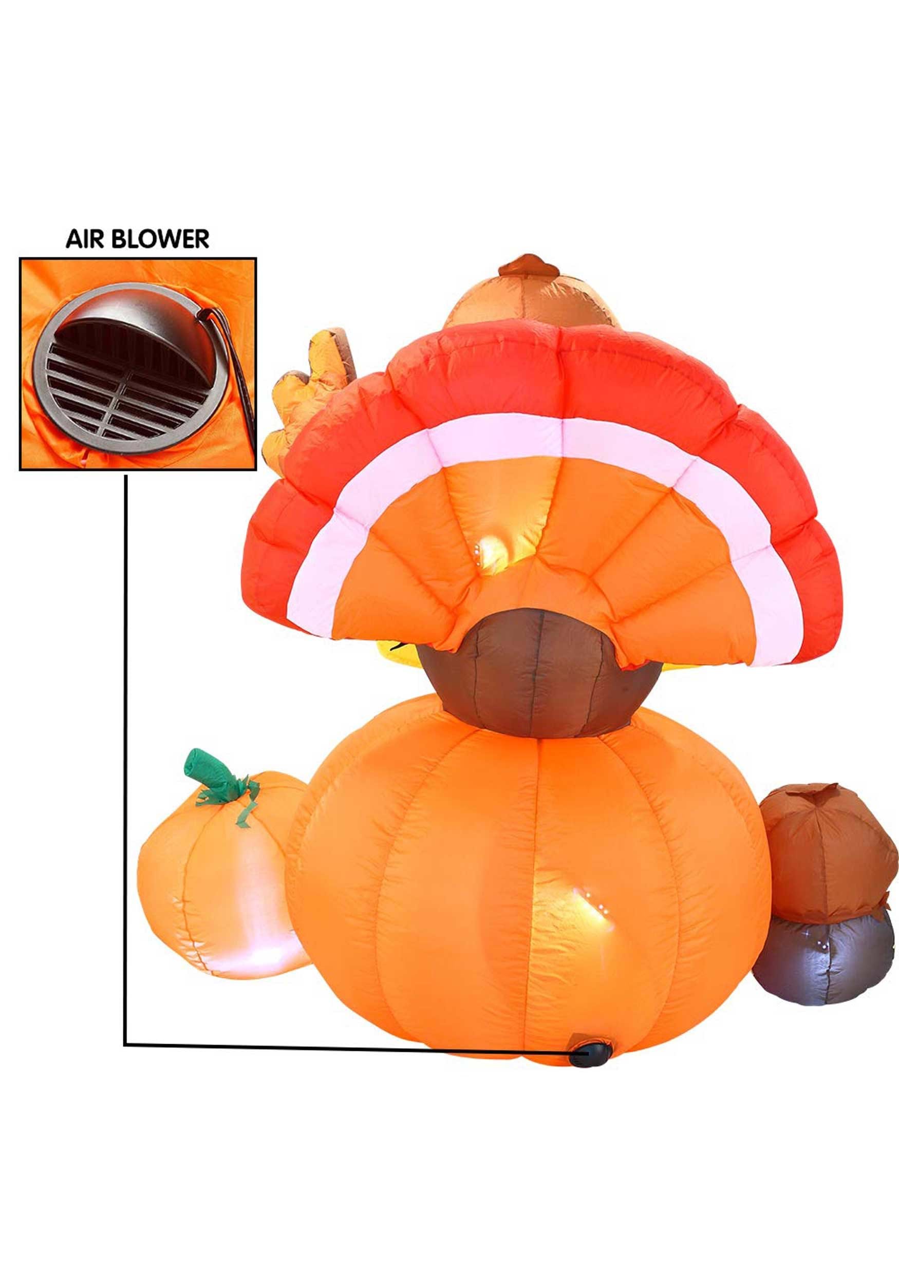 6FT Inflatable Thanksgiving Turkey On Pumpkin Holiday Prop , Thanksgiving Decorations