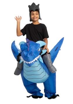 Inflatable Kids Blue Dragon Ride On Costume