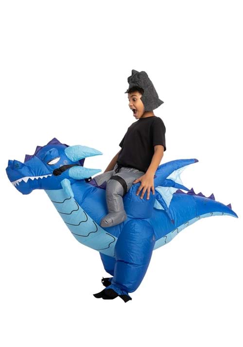 Inflatable Blue Dragon Ride-On Kid's Costume | Inflatable Costumes