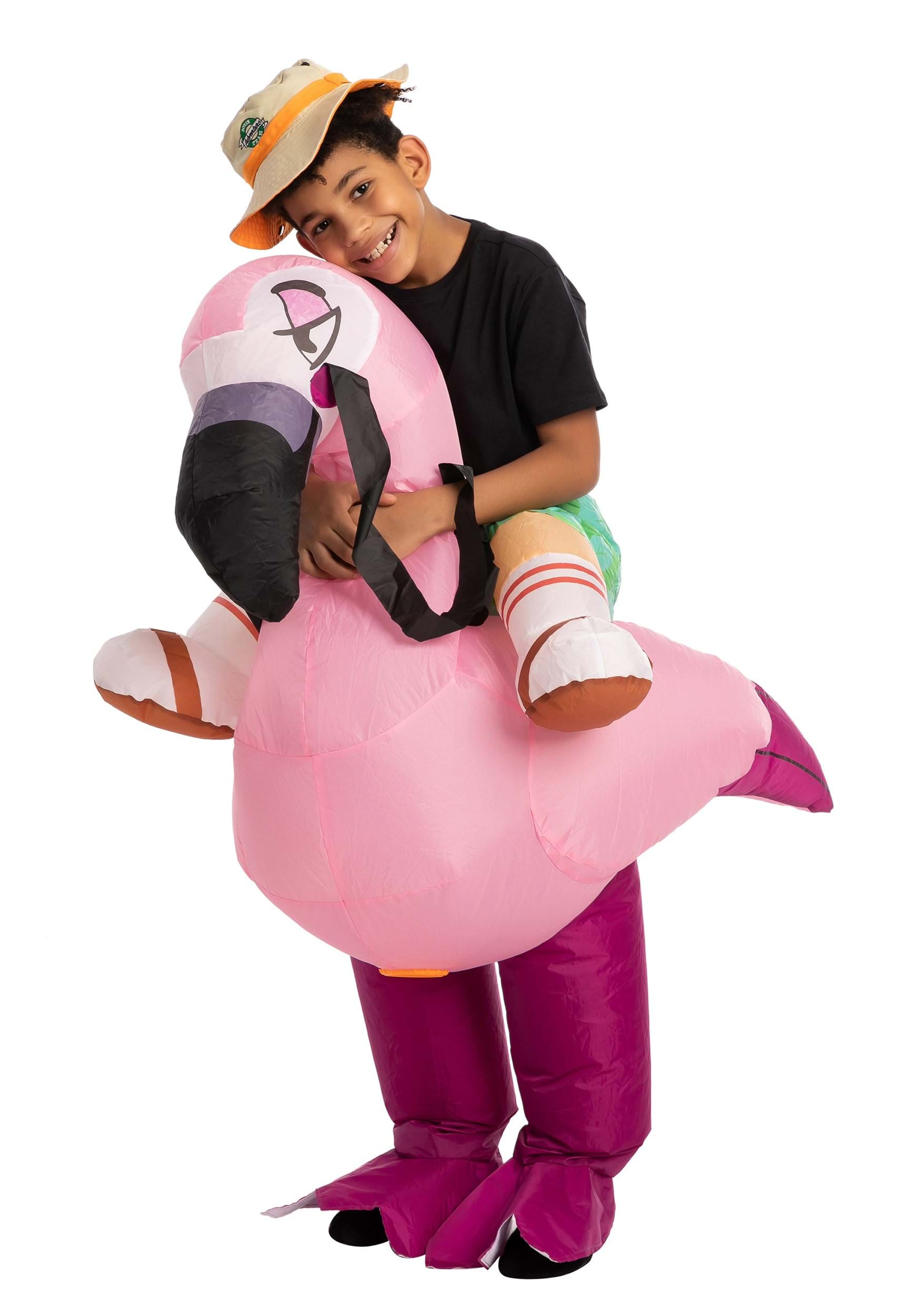 Kids Inflatable Flamingo Ride-On Costume