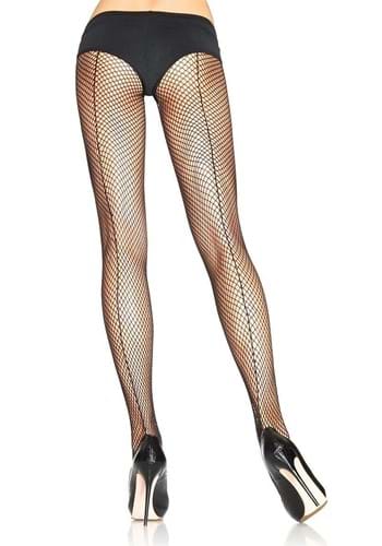 Black Fishnet Womens Tights with Backseam