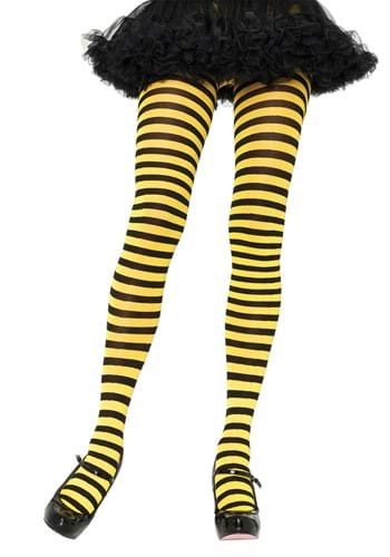 Black and Yellow Striped Womens Nylon Tights