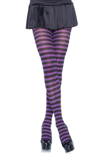 Black and Purple Striped Womens Nylon Tights