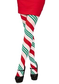 Green and Red Candy Cane Striped Tights
