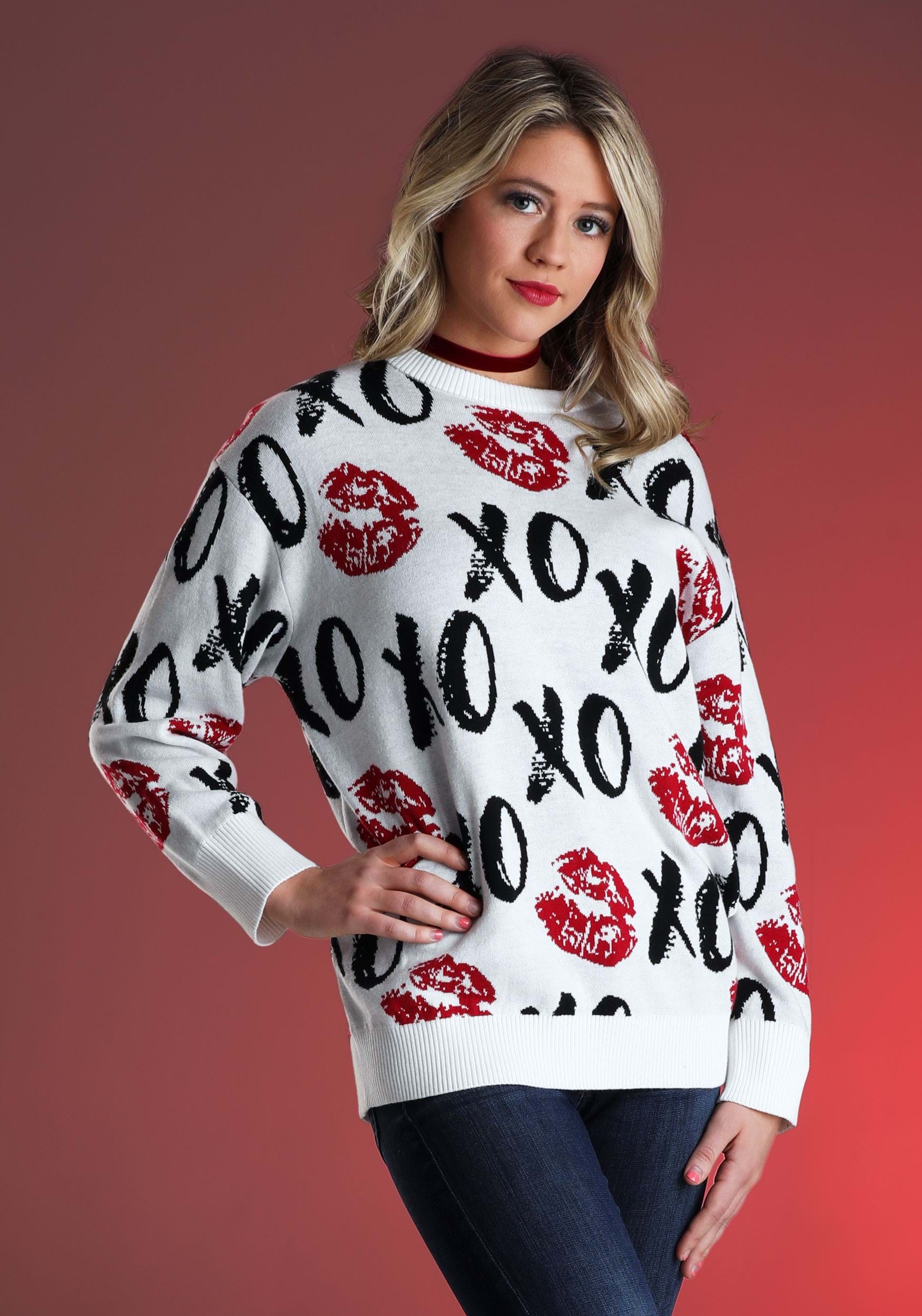 Adult Hugs and Kisses Valentine's Day Sweater