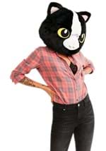Black Cat Mascot Head Mask for Adults