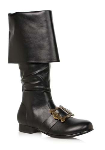 Black Pirate Buckle Mens Boots