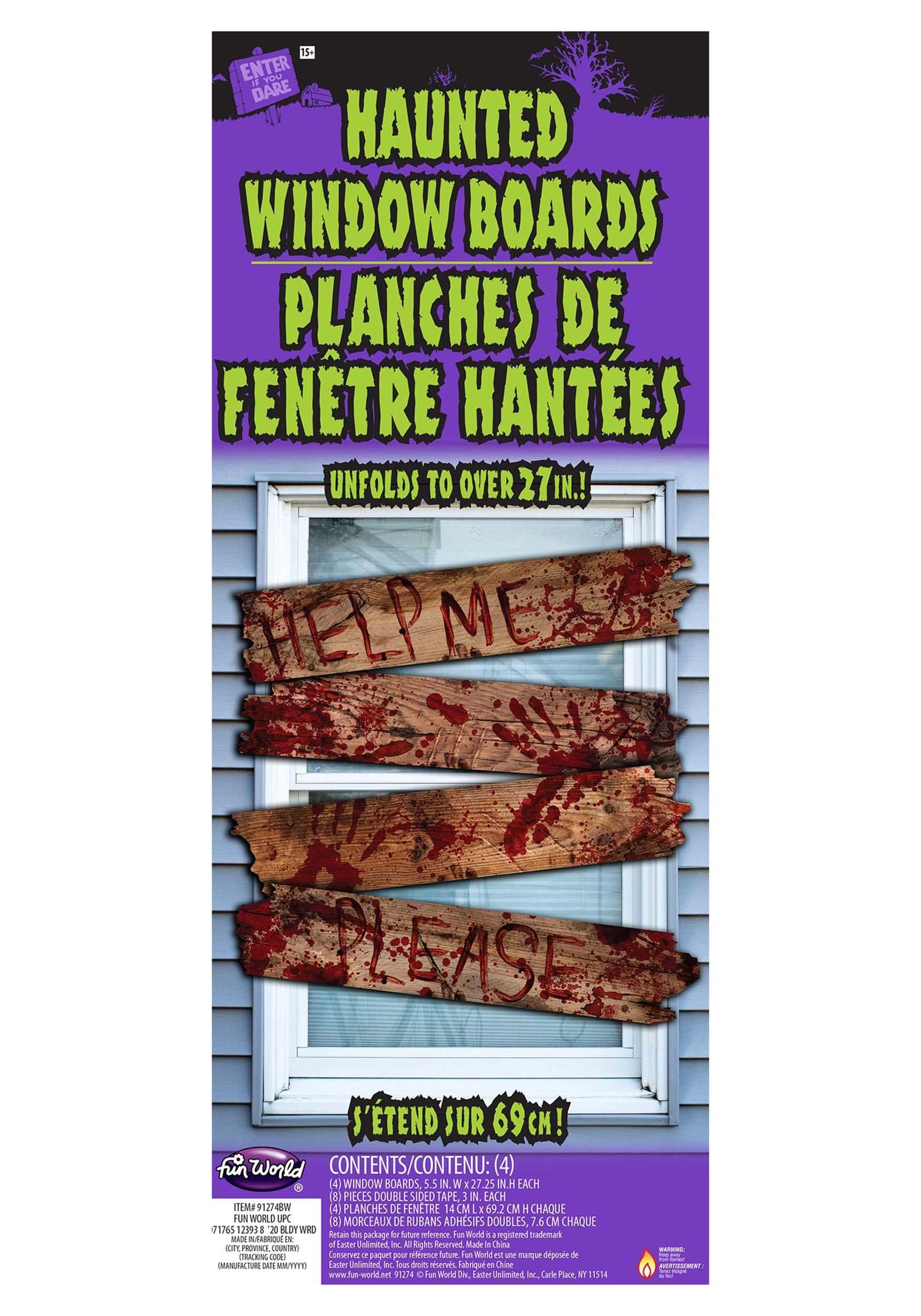 Haunted Window Bloody Wooden Boards With Words