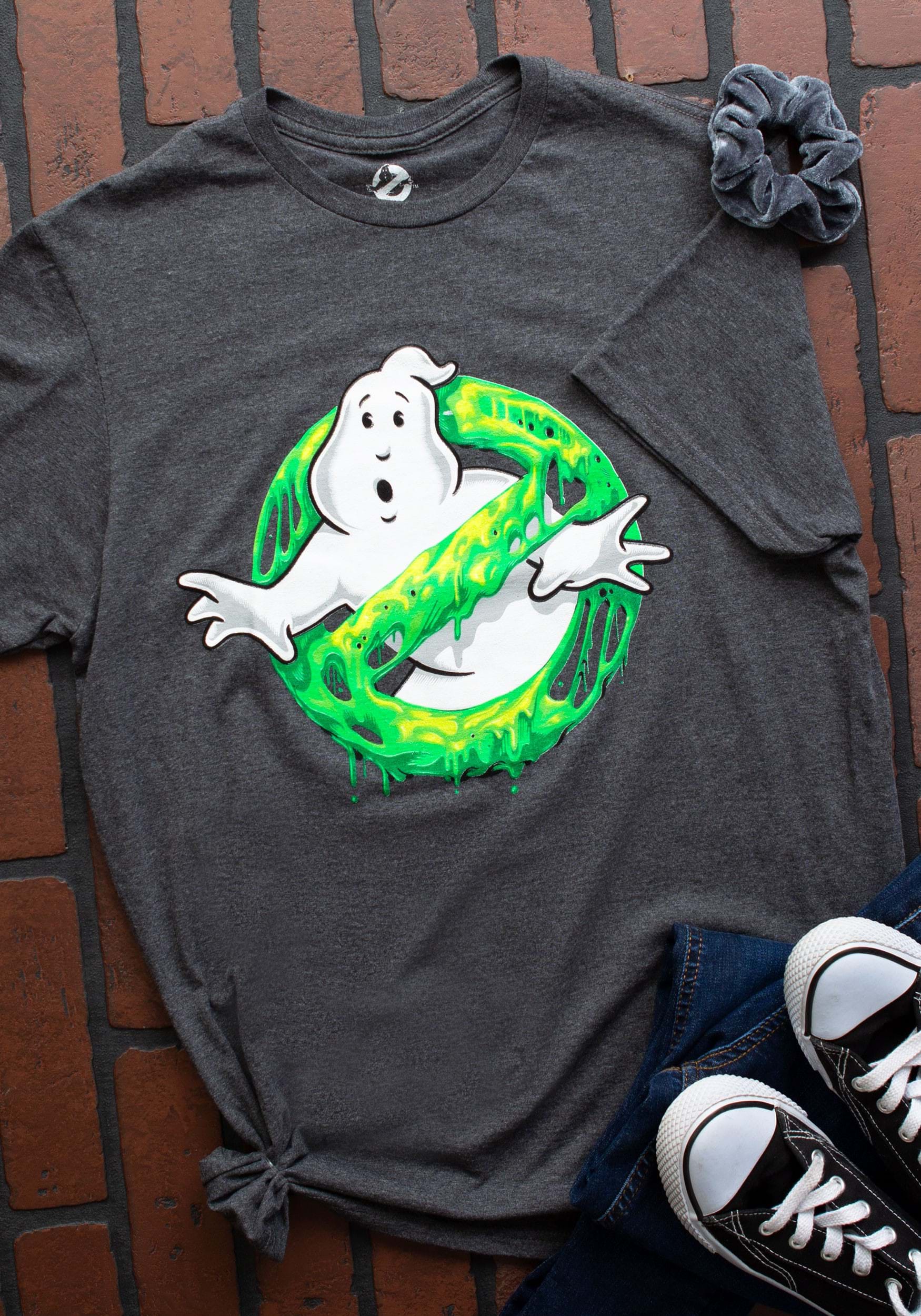 Adult Ghostbusters Logo Slimy Glow In The Dark T-Shirt For Adults