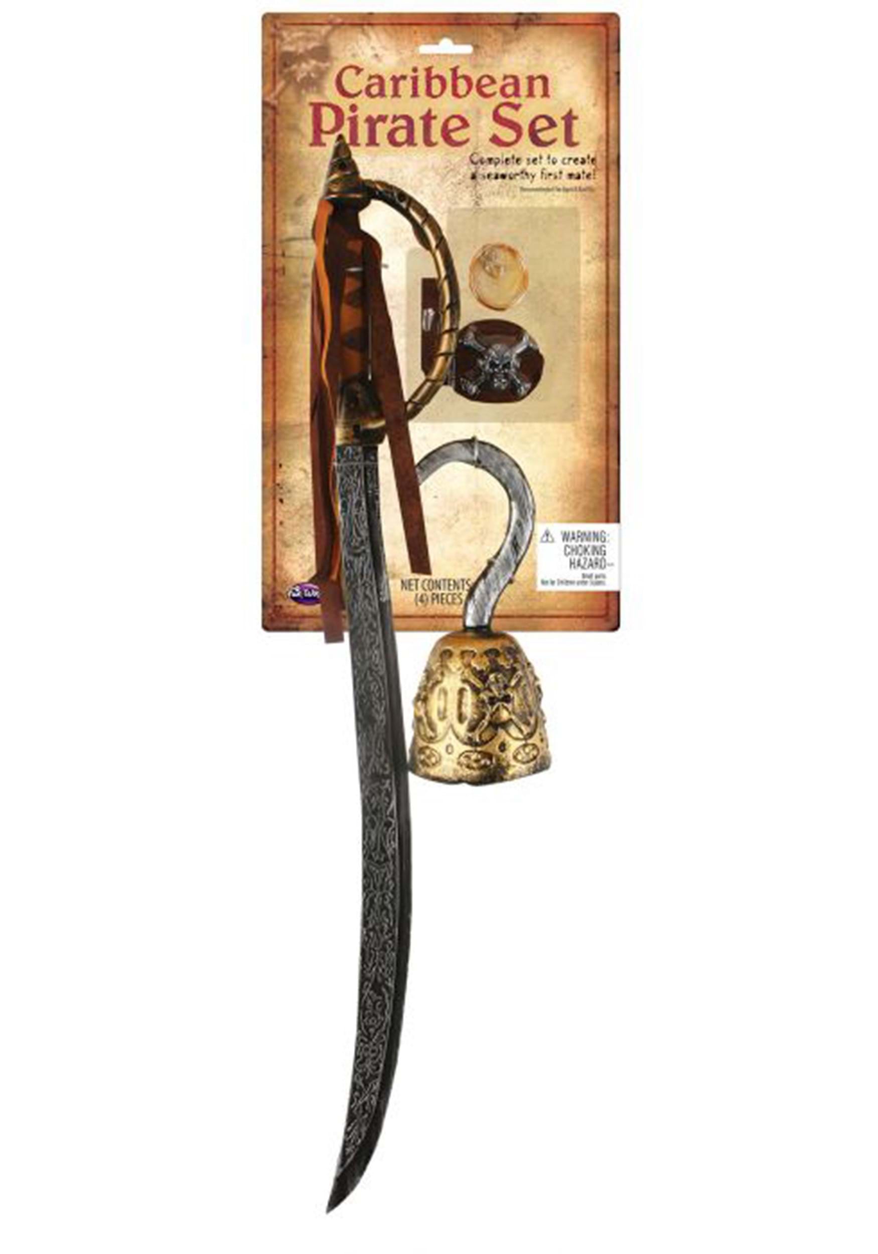 Caribbean Pirate Sword & Accessory Kit , Pirate Accessories