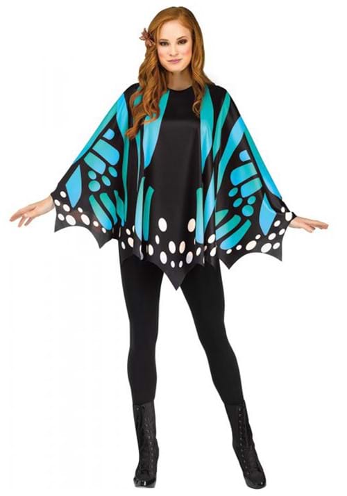 Womens Teal Butterfly Poncho