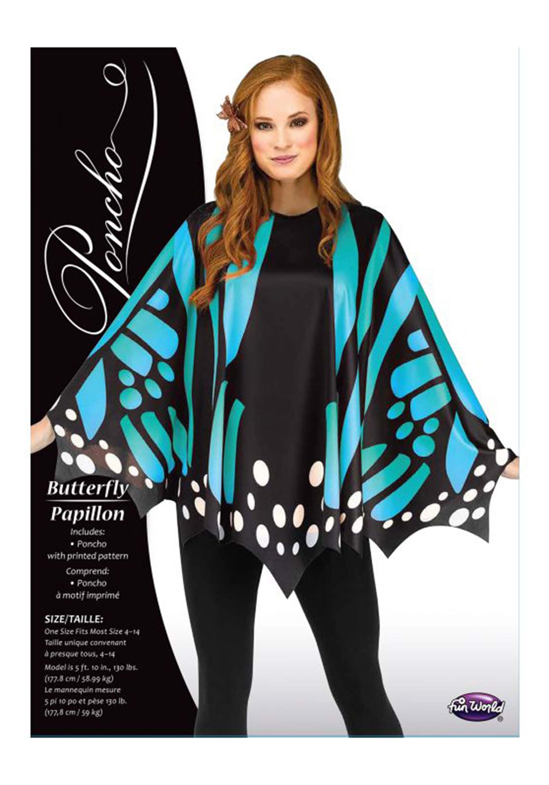 Teal Butterfly Womens Poncho