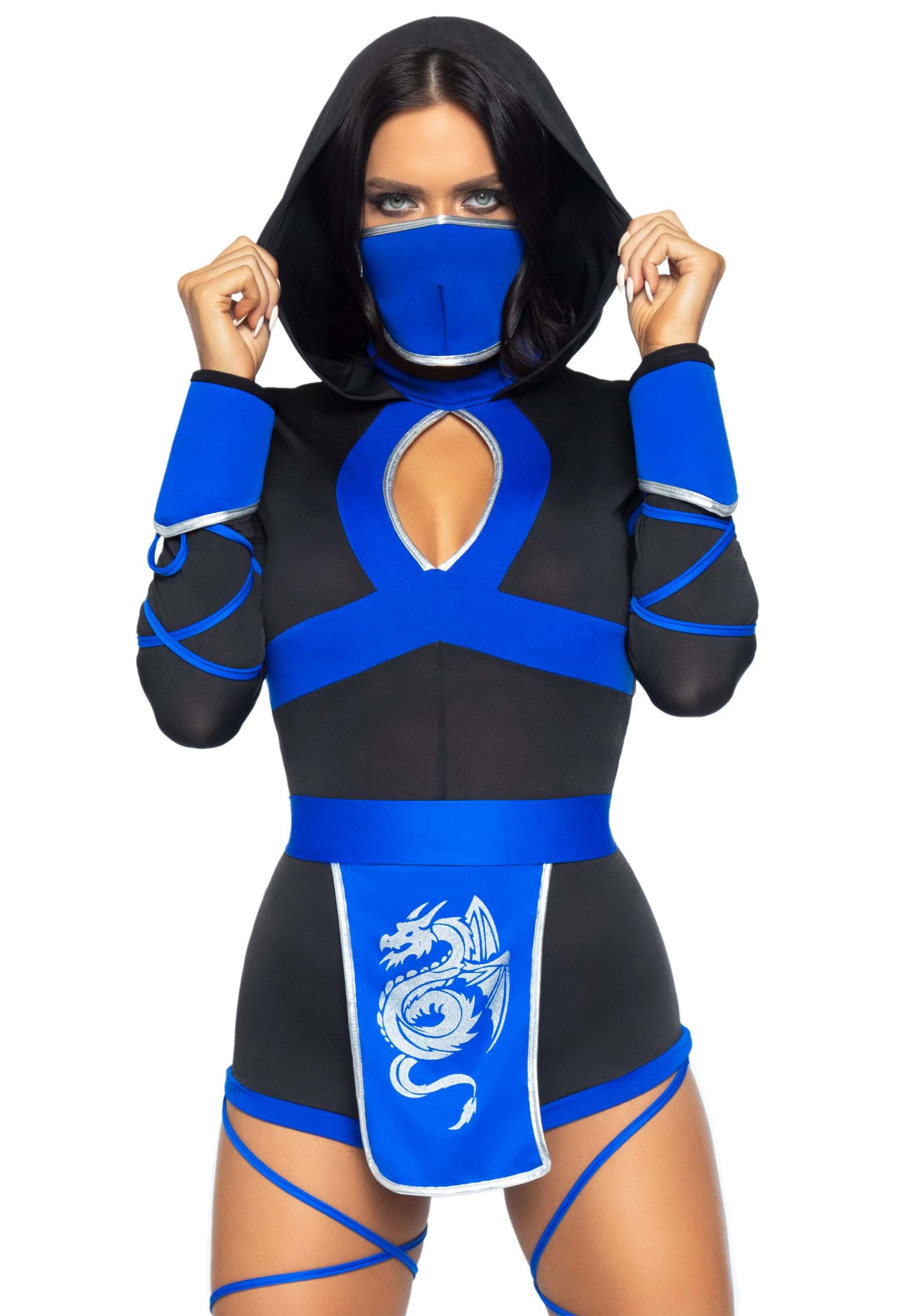 Women's Plus Size Sexy Blue Dragon Ninja Costume
