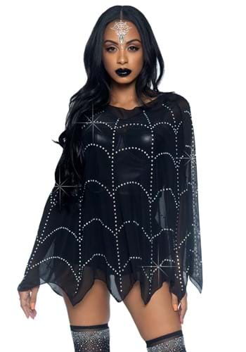 Click Here to buy Rhinestone Spiderweb Poncho Sheer Material from HalloweenCostumes, CDN Funds & Shipping