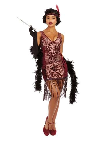 Womens Adult Red Va-Va Voom Flapper Costume