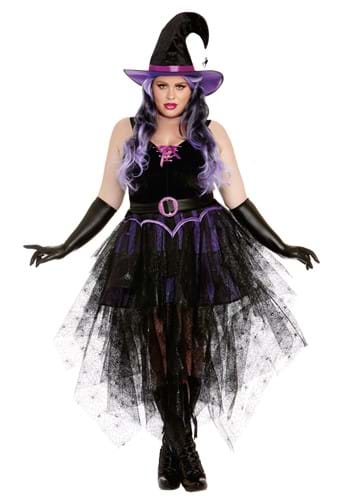 Click Here to buy Womens Plus Size Sexy Purple Witch Costume from HalloweenCostumes, CDN Funds & Shipping