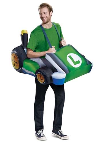 Click Here to buy Adult Luigi Inflatable Cart Costume from HalloweenCostumes, CDN Funds & Shipping
