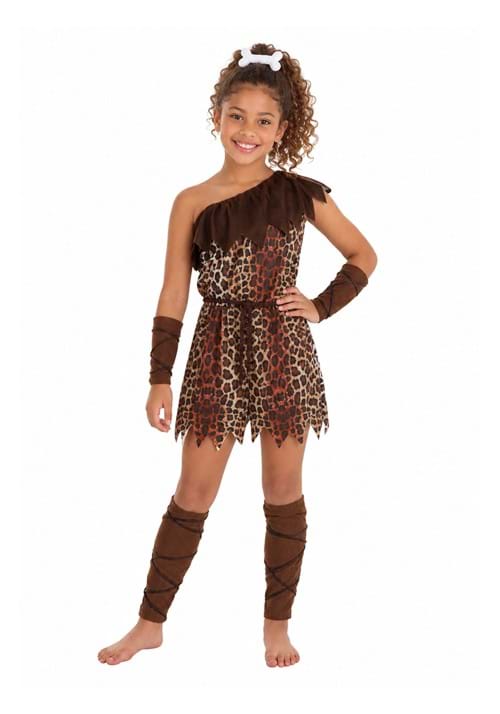 Girls Prehistoric Cave Girl Costume New Main