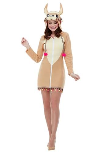 Click Here to buy Womens Cozy Brown Llama Costume with Hood | Animal Costumes from HalloweenCostumes, CDN Funds & Shipping