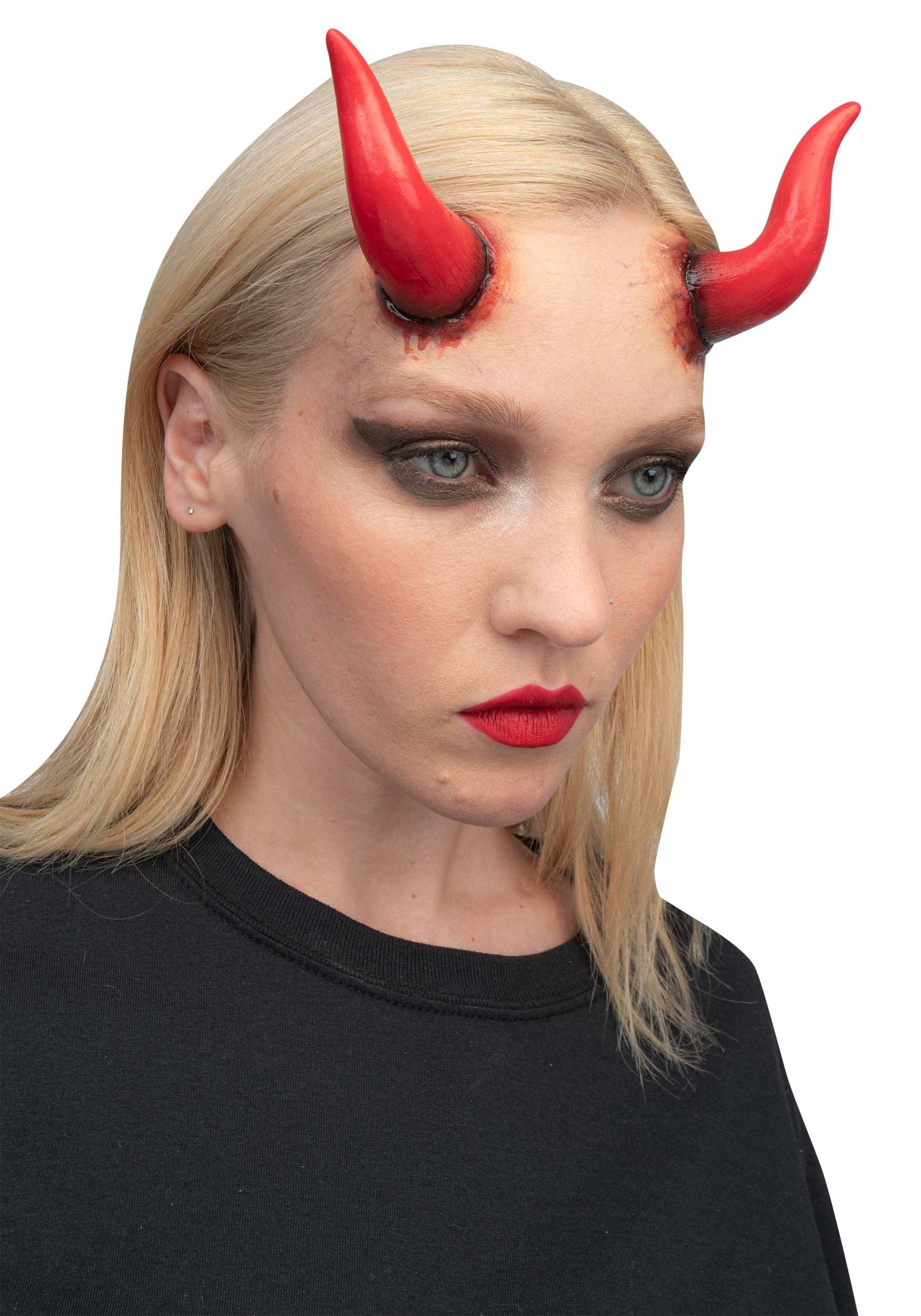 Red Devil Horns Applique , Costume Makeup And Accessories