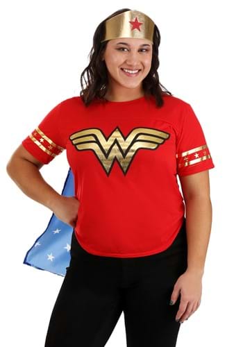 Click Here to buy Plus Size Casual Wonder Woman Womens Costume from HalloweenCostumes, CDN Funds & Shipping