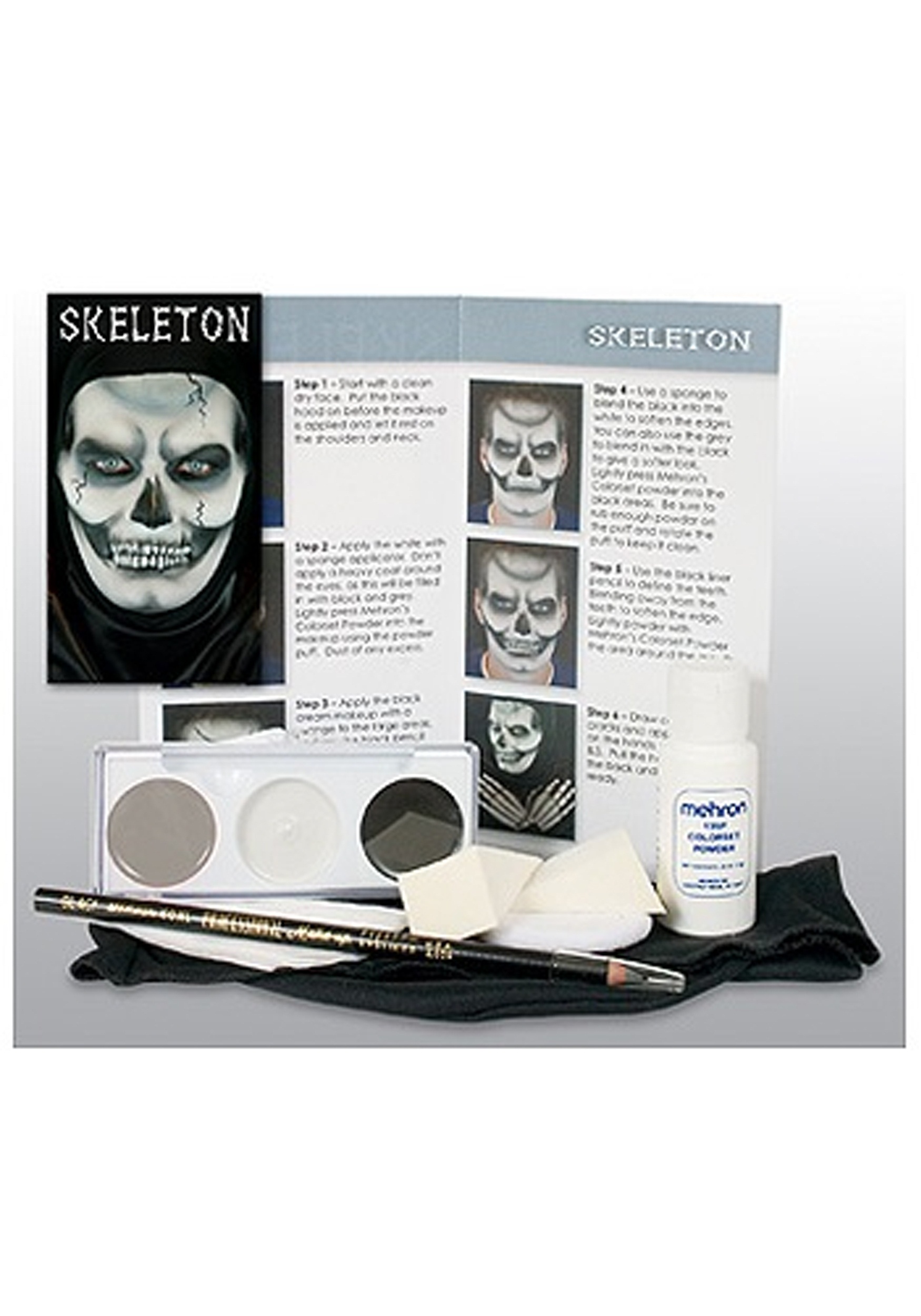 Mehron Skeleton Character Makeup Kit | Skeleton Accessories