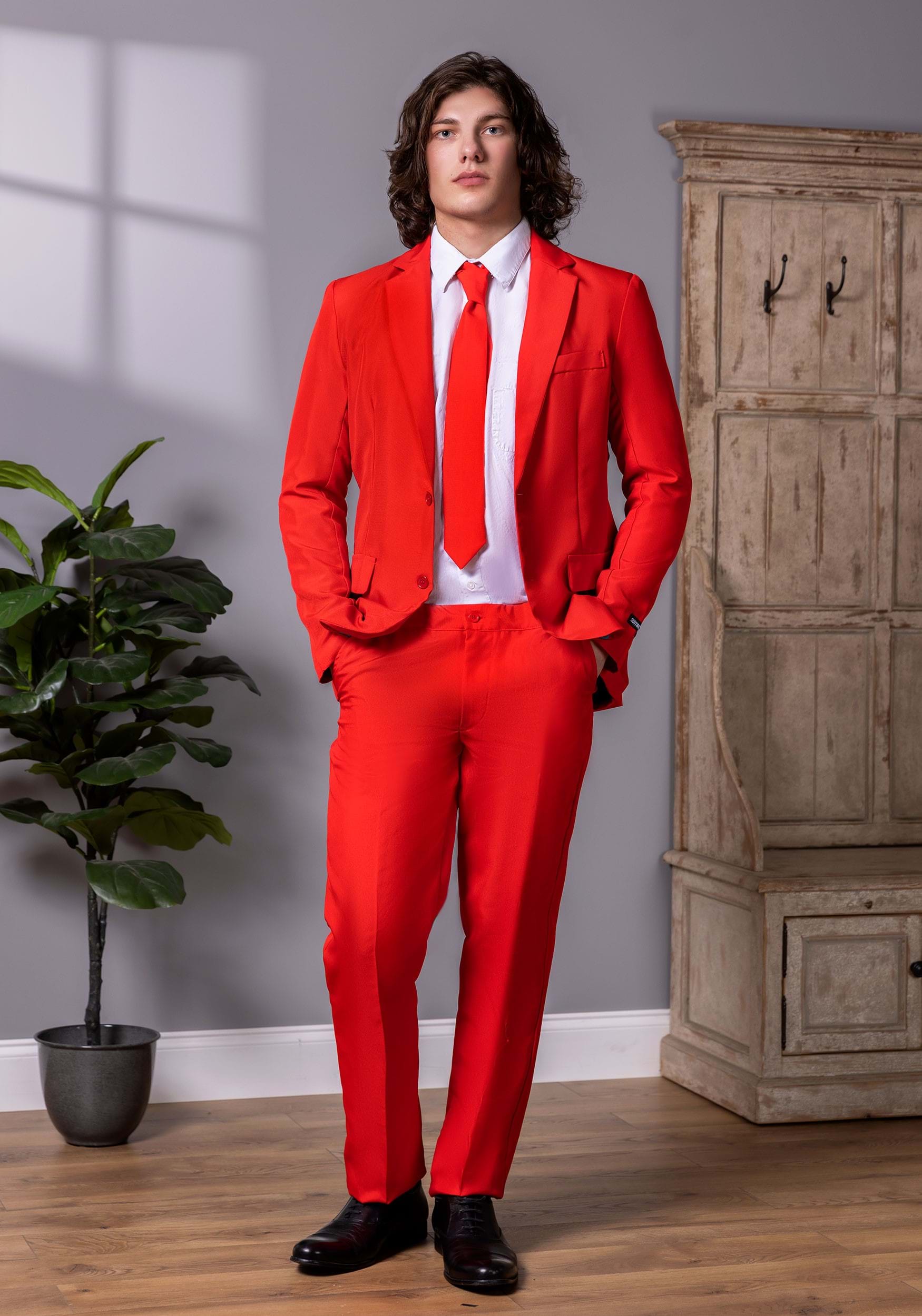 Suitmeister Mens Solid Red Suit