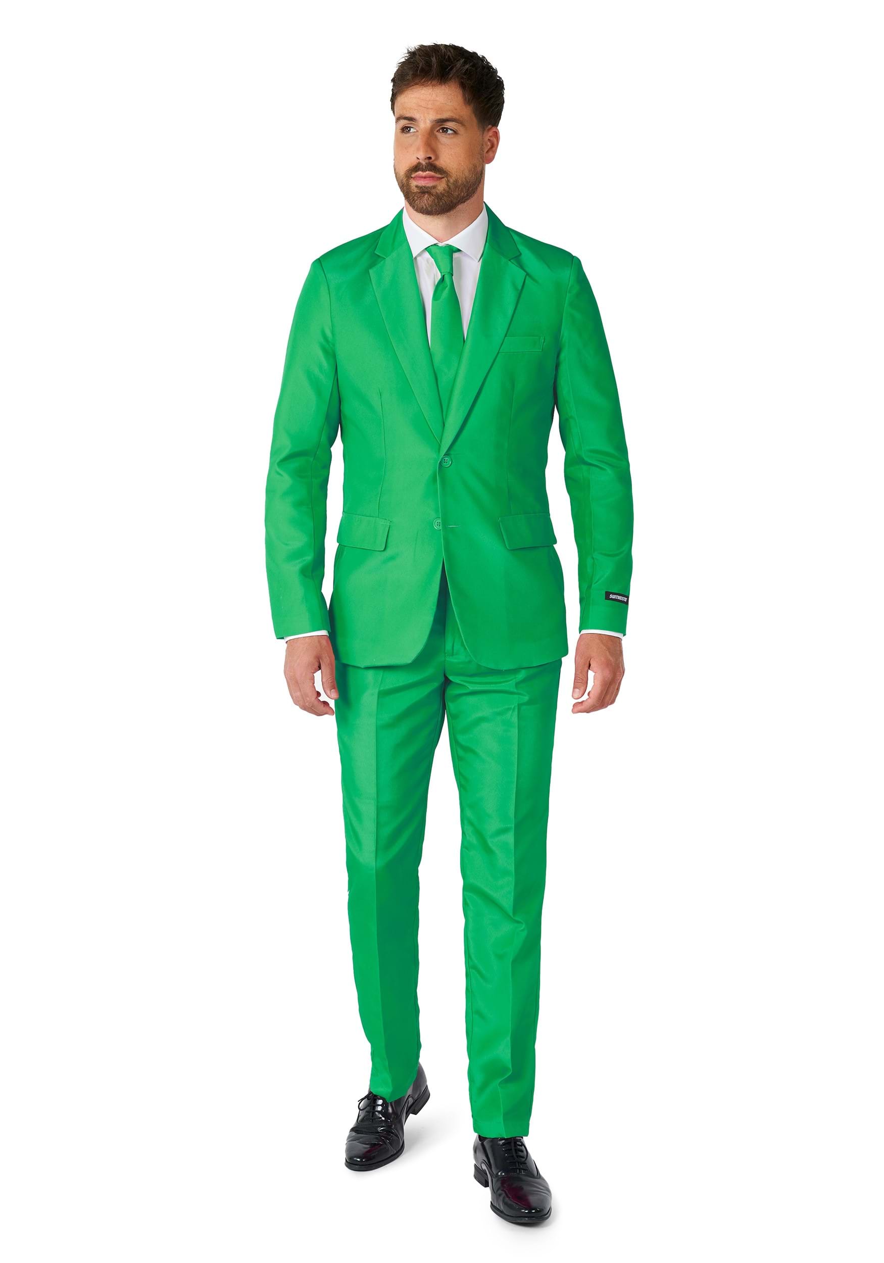 Suitmeister Mens Solid Green Suit