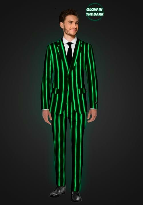 Suitmeister Oversized Black Glow In The Dark Pinstripe Suit