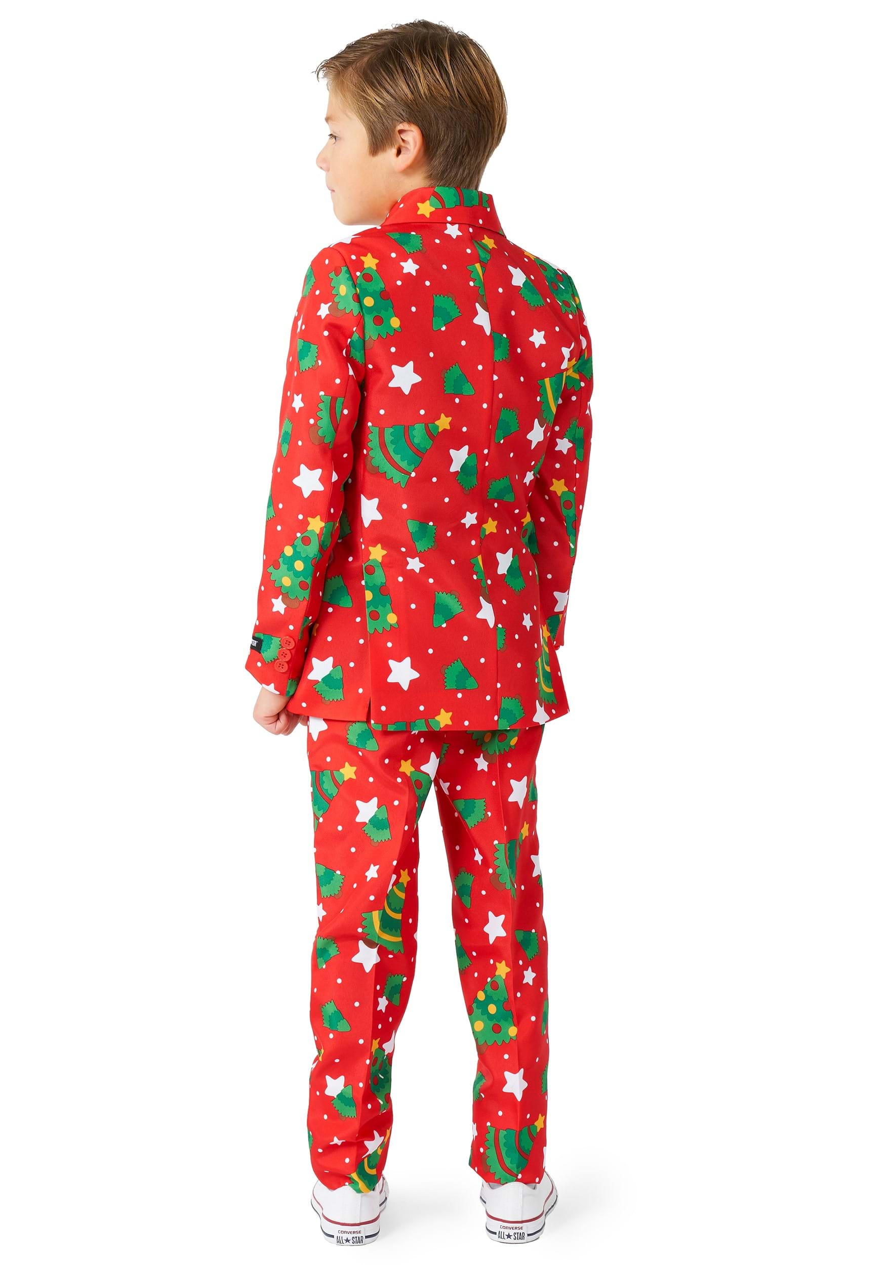Boys Suitmeister Christmas Trees Stars Red