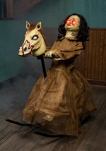 3.5 Ft Animated Rocking Horse w/ Doll Halloween Prop 2
