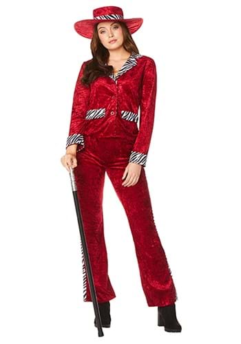 Click Here to buy Red Womens Lady Pimp Costume from HalloweenCostumes, CDN Funds & Shipping