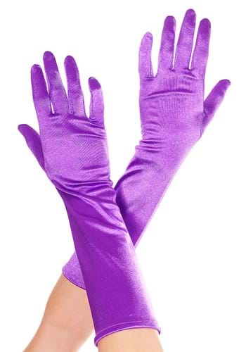 Womens Purple Satin Gloves