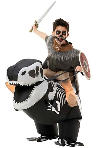 Click Here to buy Inflatable Skeleton T-Rex Ride On Kids Costume from HalloweenCostumes, CDN Funds & Shipping