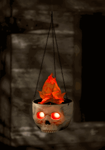 Flaming Skull Sconce Halloween Decoration