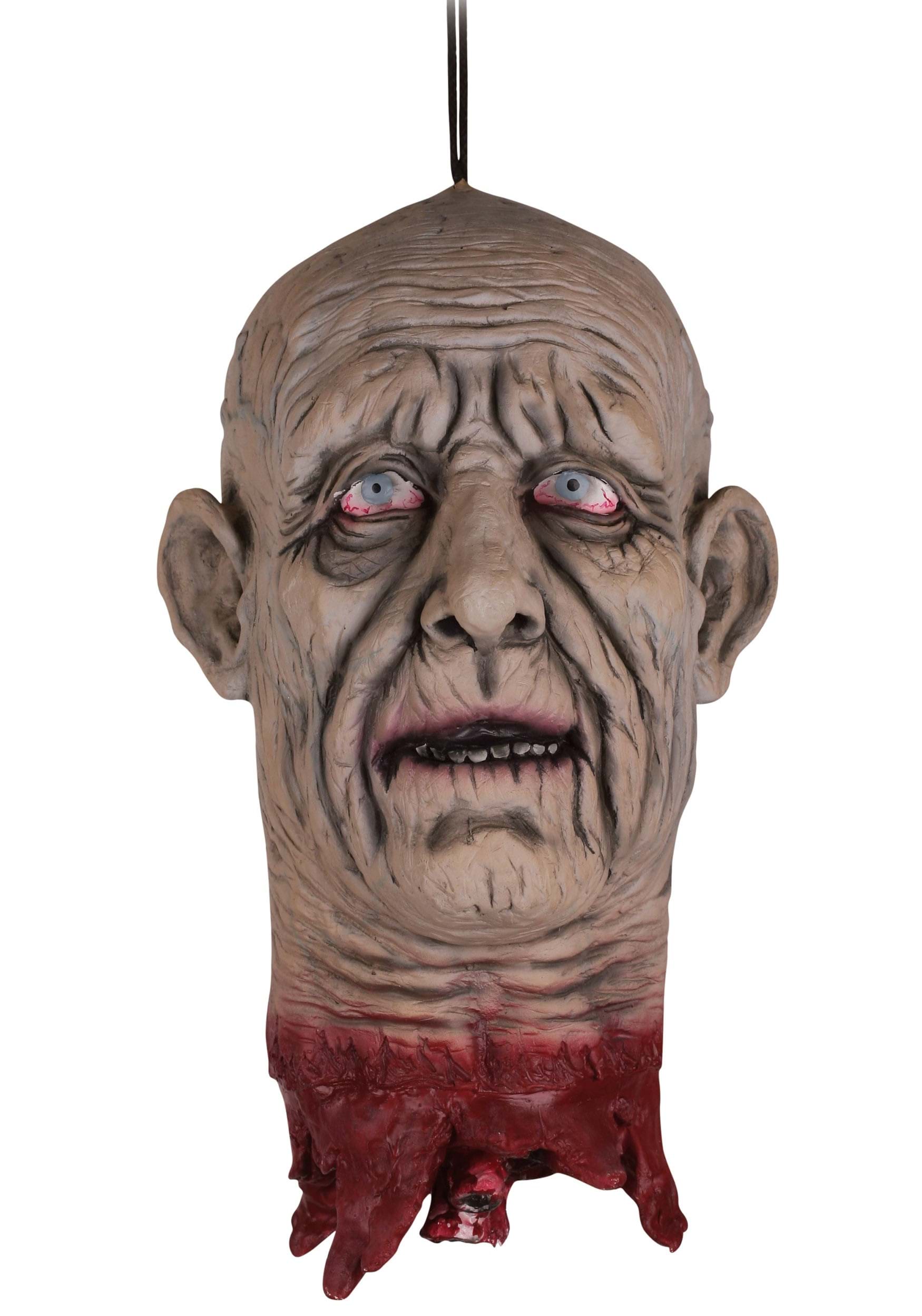 12-Inch Old Man Decapitated Head Decoration | Hanging Halloween Decorations