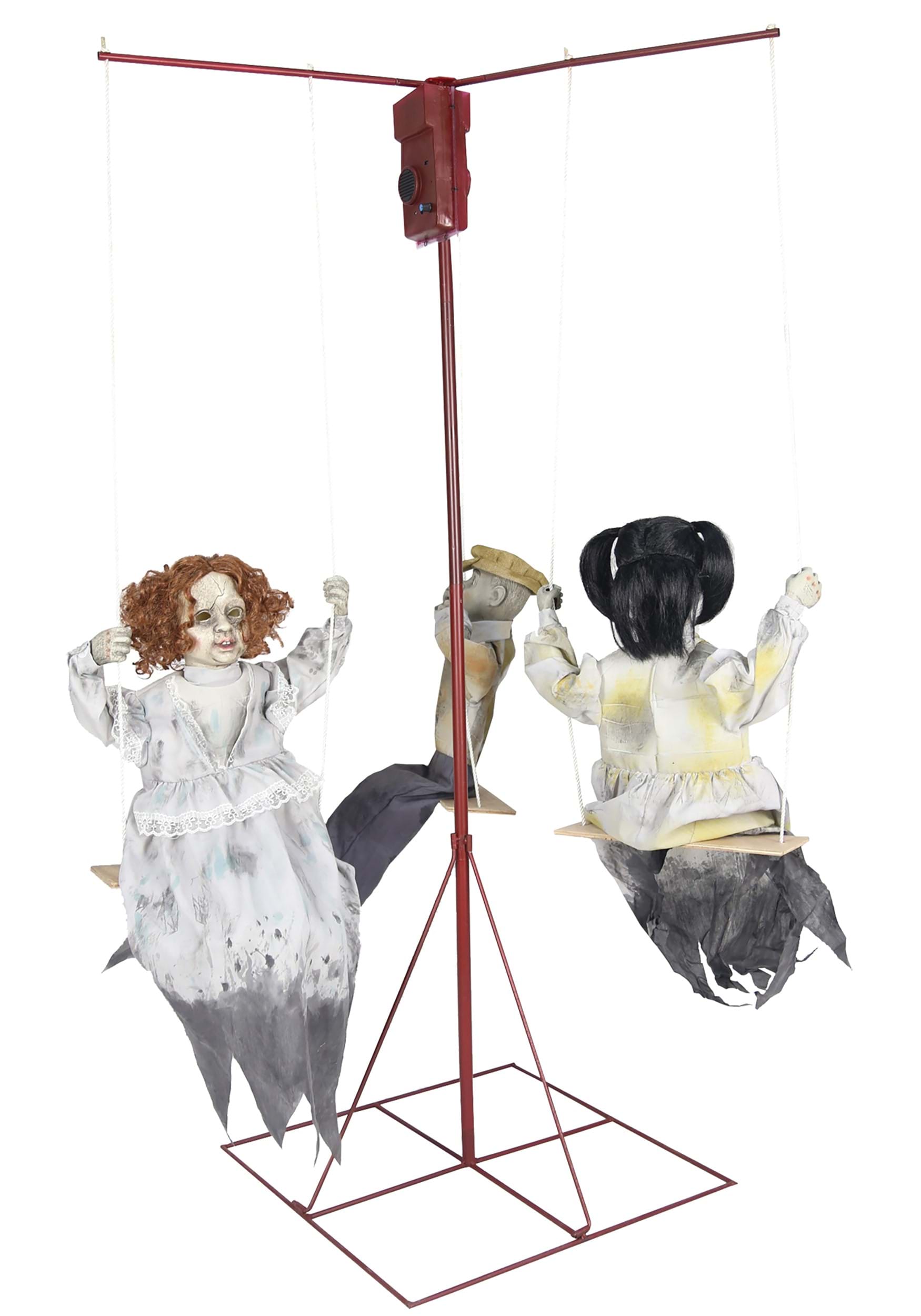 6FT Animated Ghostly Go Round with 3 Dolls Prop Decoration | Scary Decorations