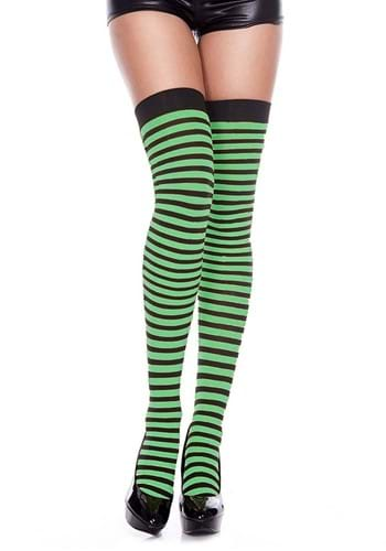 Plus Size Black & White Striped Thigh High for Women