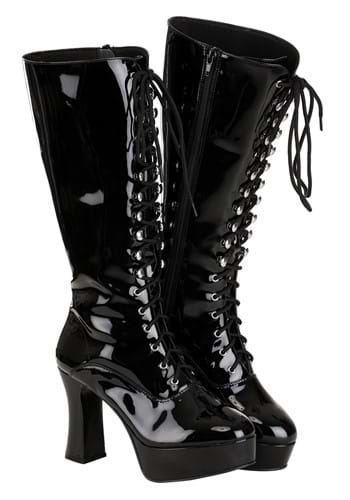 Click Here to buy Adult Sexy Black Faux Leather Knee High Boots from HalloweenCostumes, CDN Funds & Shipping