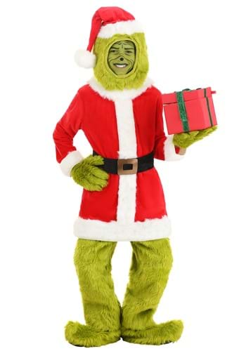 Click Here to buy The Grinch Santa Open Face Kids Costume from HalloweenCostumes, CDN Funds & Shipping