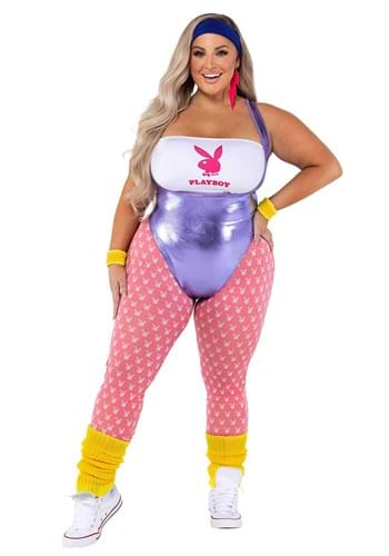 Click Here to buy Womens Plus Playboy 80s Workout Costume from HalloweenCostumes, CDN Funds & Shipping