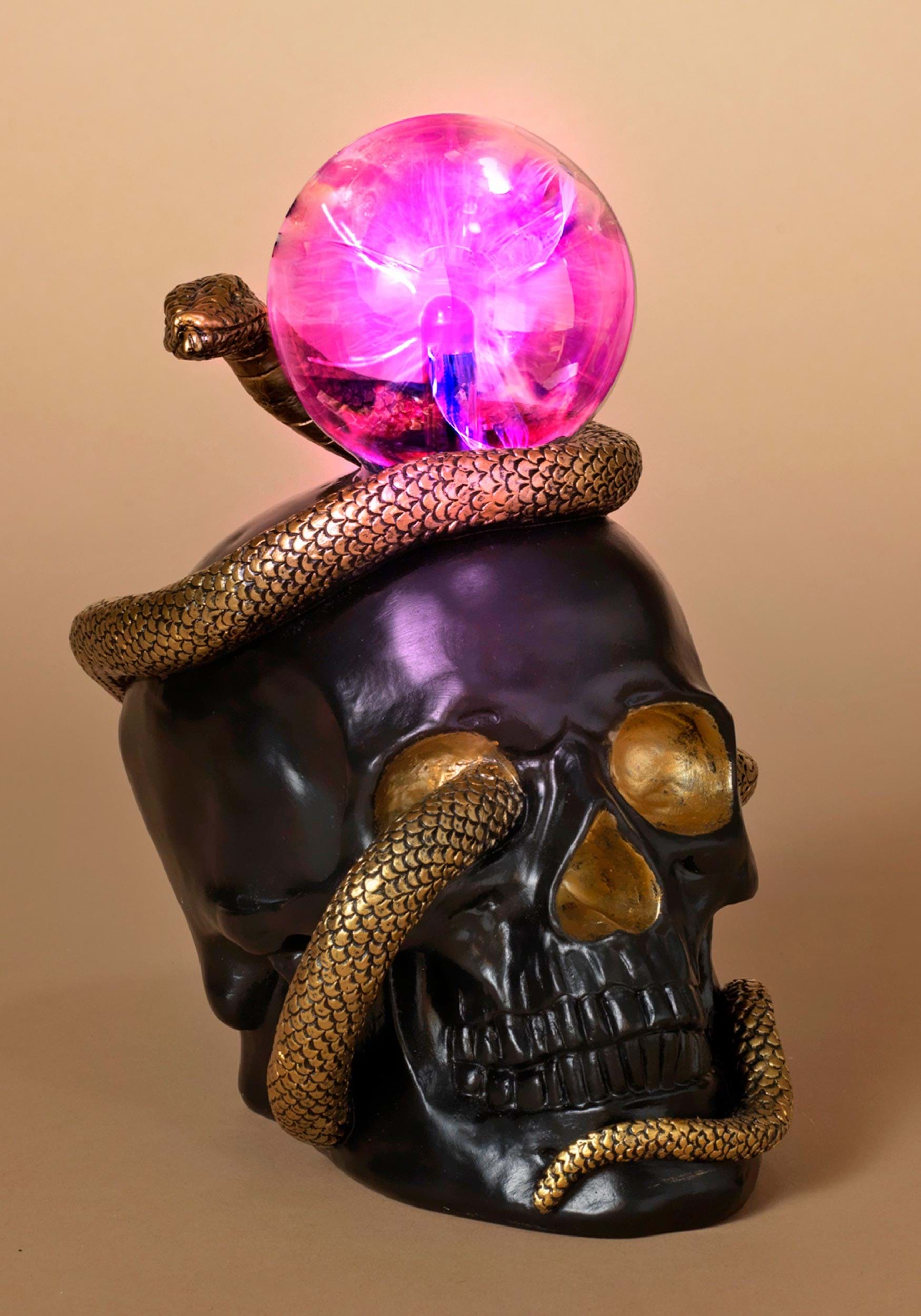 8 Skull & Snake With Static Lighted Magic Ball Prop , Skulls