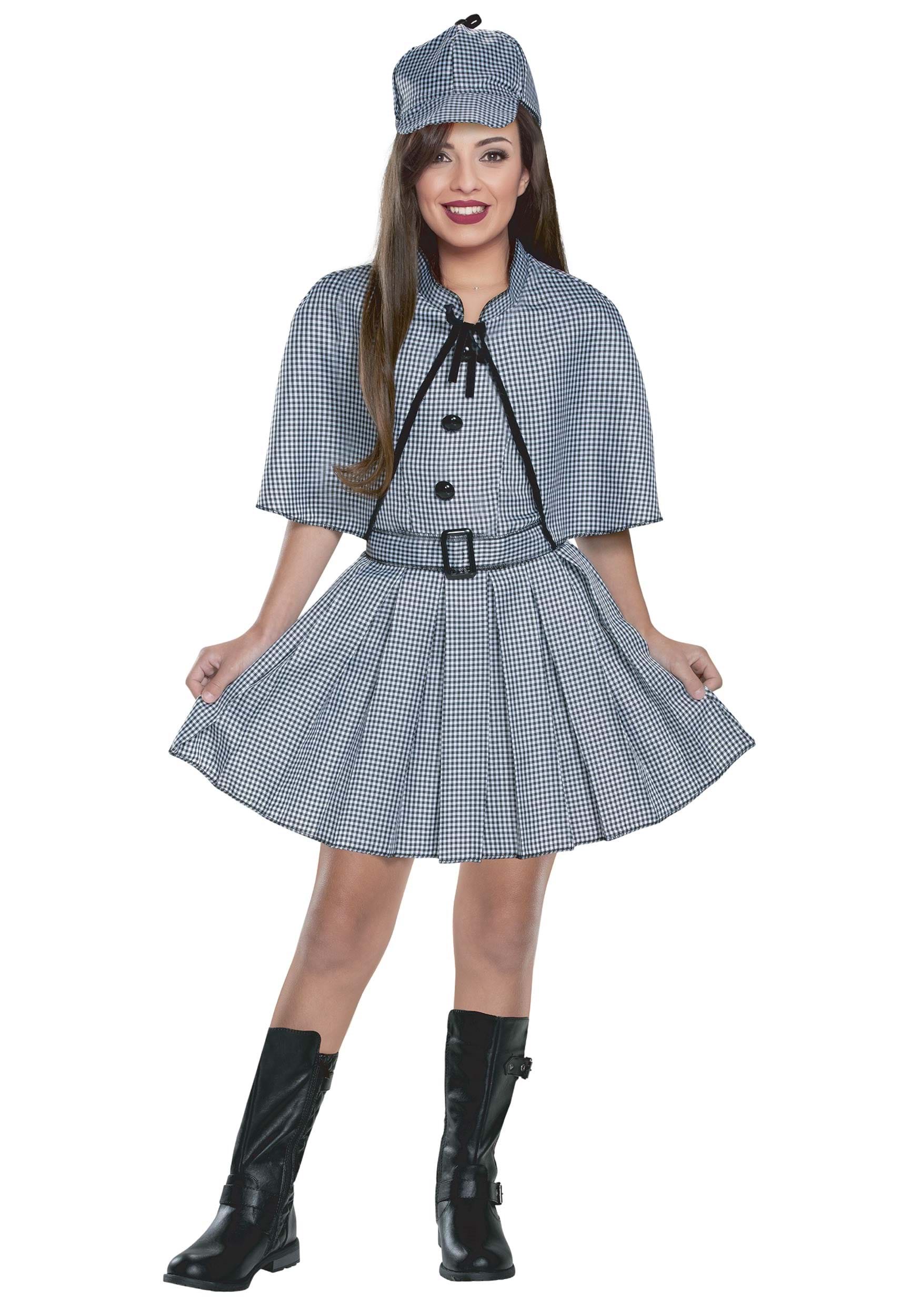 Costume Da Detective Per Donna Taglia M (Medium) - Include Vestito Con Cintura, Mantella E Cappello