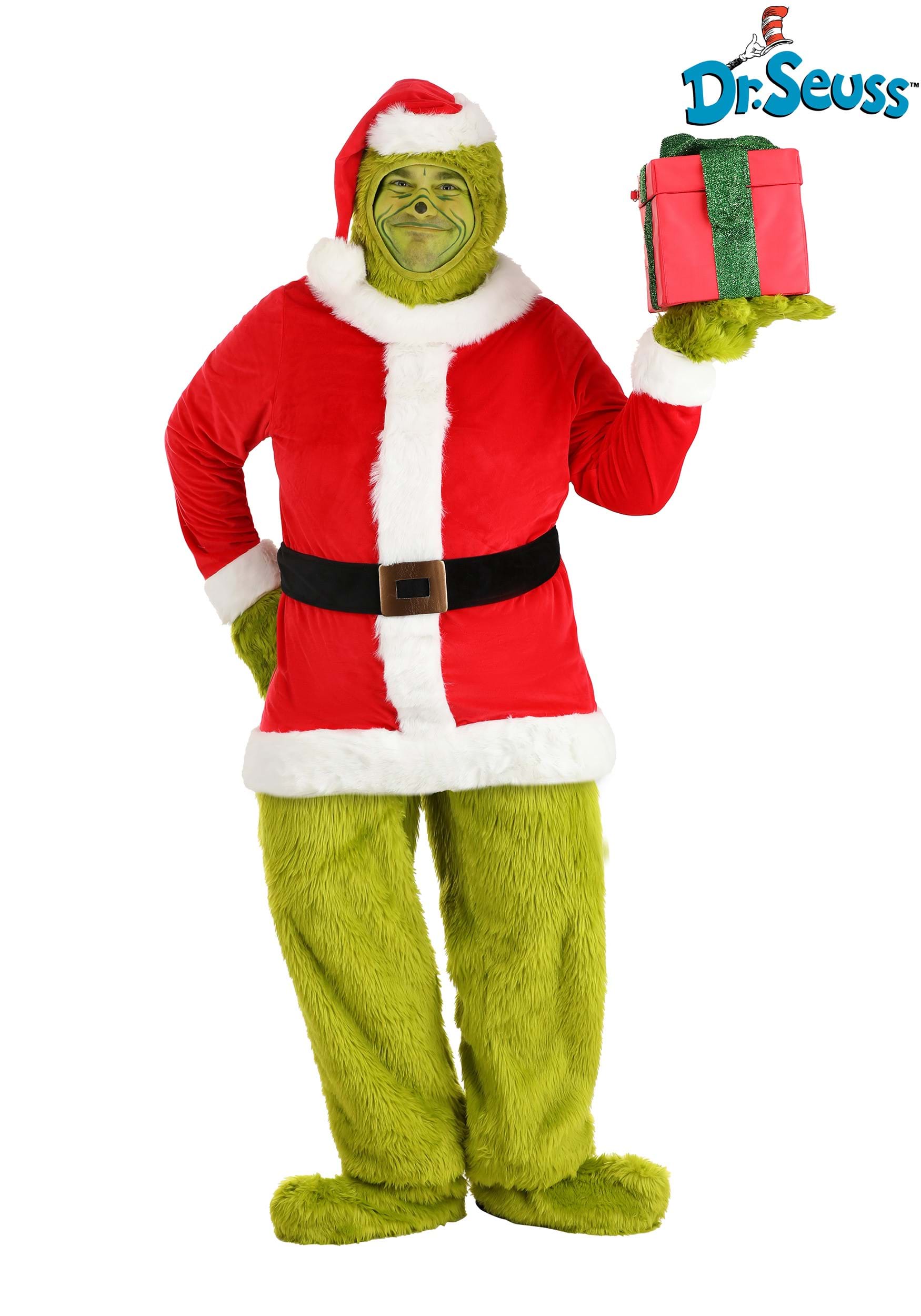 Dr. Seuss Plus Size Santa Suit Grinch Open Face Costume