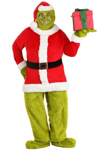 Click Here to buy Dr. Seuss Plus Size Santa Suit Grinch Open Face Costume from HalloweenCostumes, CDN Funds & Shipping