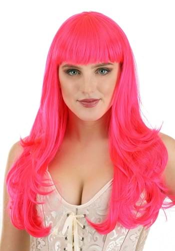 Hot Pink Long Wavy Womens Wig